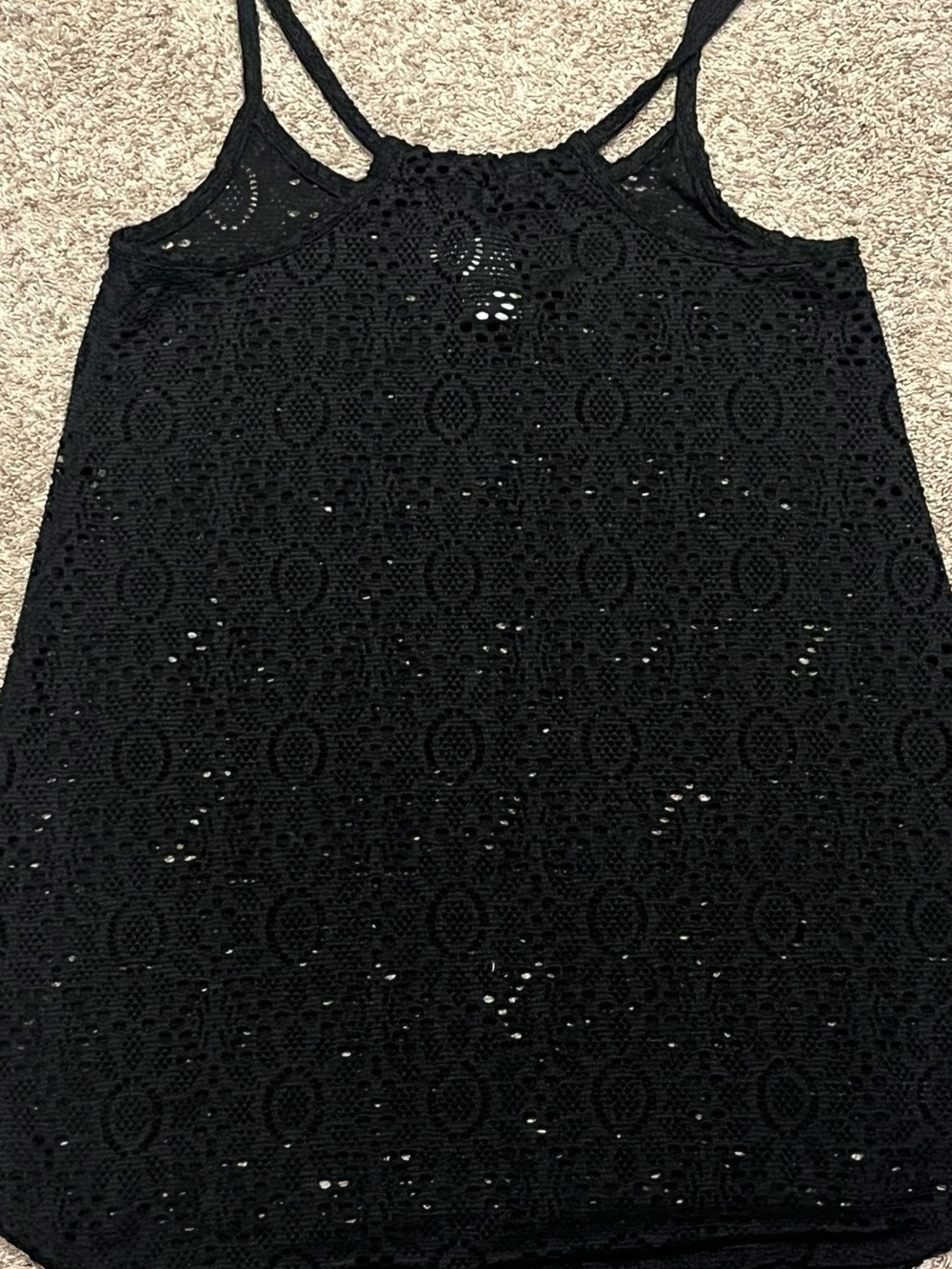 Roxy Black Crochet Halter Tank swimsuit cover up